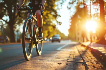 Foto op Plexiglas Cyclist riding bike sports outdoors on sunny day. © ant