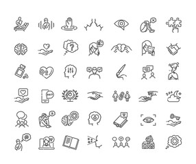 Psychology and mental line icons collection