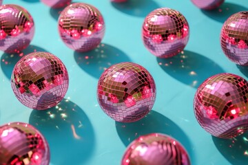 Abstract pink disco ball pattern over background.
