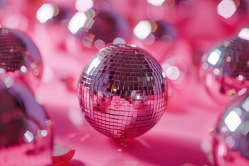 Abstract pink disco ball pattern over background.