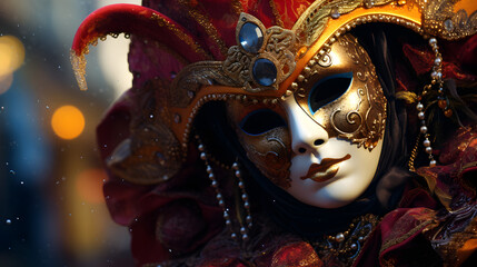 mysterious Venetian mask landscape background