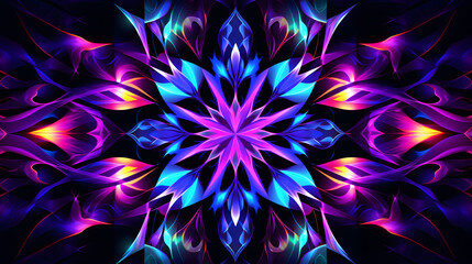 Obraz premium visually captivating seamless pattern with neon colors, forming a kaleidoscopic display of abstract geometric shapes