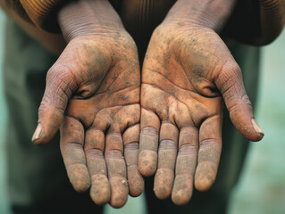 Dirty manual labor hands, lower class workers