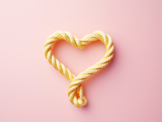 Heart shaped rope isolated on pink background