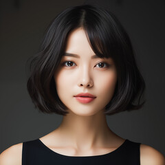 Naklejka premium AI, 20代の日本人女性,ボブヘア,アップ