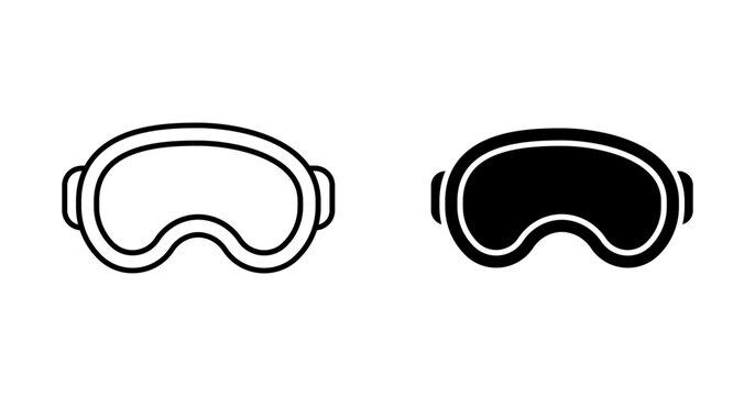 Ski goggles outline icon collection or set. Ski goggles Thin vector line art