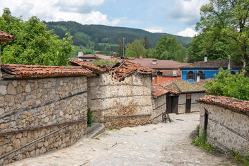 Typical Street and old houses in Koprivshtitsa, Bulgaria