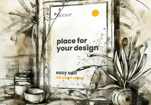 Paint Art Drawing Poster Mockup 27
