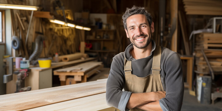 Tischler in der Holzwerkstatt