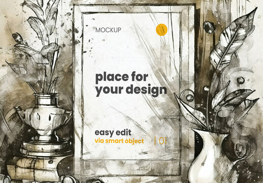 Paint Art Drawing Poster Mockup 34