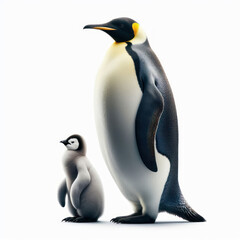 Obraz premium Emperor penguin, pingüino emperador, Aptenodytes forsteri, Императорский пингвин, Isolated White background
