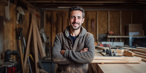 Tischler in der Holzwerkstatt