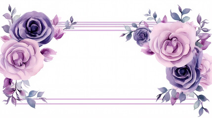 Floral frame with watercolor flowers, decorative flower background pattern, watercolor floral border background