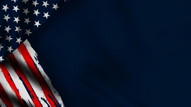 American waving flag video with copy space area. USA flag Closeup 4k Full HD video , 