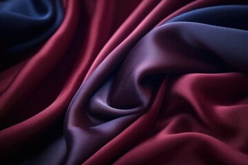 Elegant folds of richly colored satin fabric