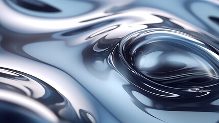 Liquidy blob abstract with smooth abstract gradient in one color. Metal waves background - obrazy, fototapety, plakaty