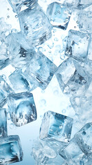 Ice cubes in drinking water, beautiful background 
