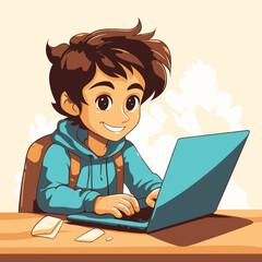 Kid using laptop for learning 