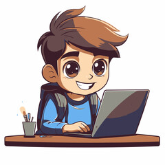 Kid using laptop for learning 
