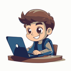 Kid using laptop for learning 