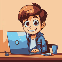 Kid using laptop for learning 