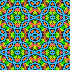 Seamless multicolor pattern with an original decorative composition. Version No. 6. Acid color palette. Vector illustration