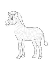 Fototapeta premium Black and white zebra for coloring book.