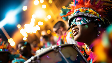 A lively Mardi Gras parade in New Orleans full of energy and music.