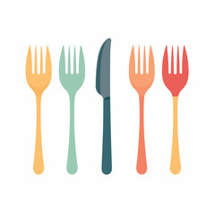 Spoon fork knife set in cartoon, doodle style. Isolated 2d vector illustration in logo, icon, sketch style, Eps 10. AI Generative