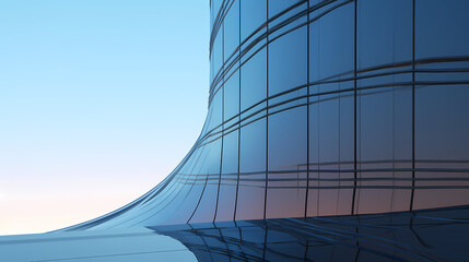 3D rendering of futuristic architecture, skyscraper building with curved glass windows