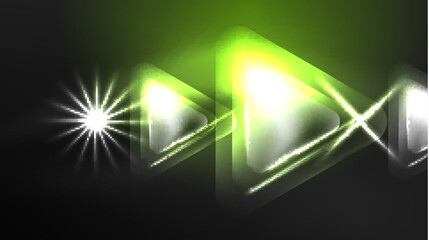 Digital Neon Abstract Background, Triangles And Lights Geometric Design Template
