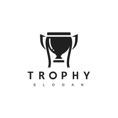 Winner Trophy Logo Template, Leadership And Competition Award Icon