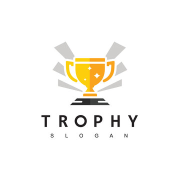 Winner Trophy Logo Template, Leadership And Competition Award Icon