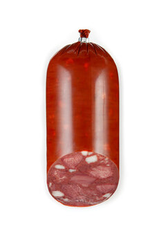 Zungenwurst am St&uuml;ck auf wei&szlig;em Hintergrund