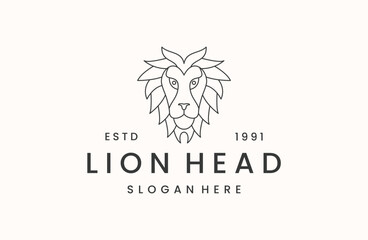 Lion head logo vector icon illustration hipster vintage retro