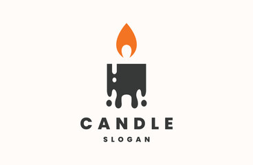 Candle Light logo vector emblem Design Illustration