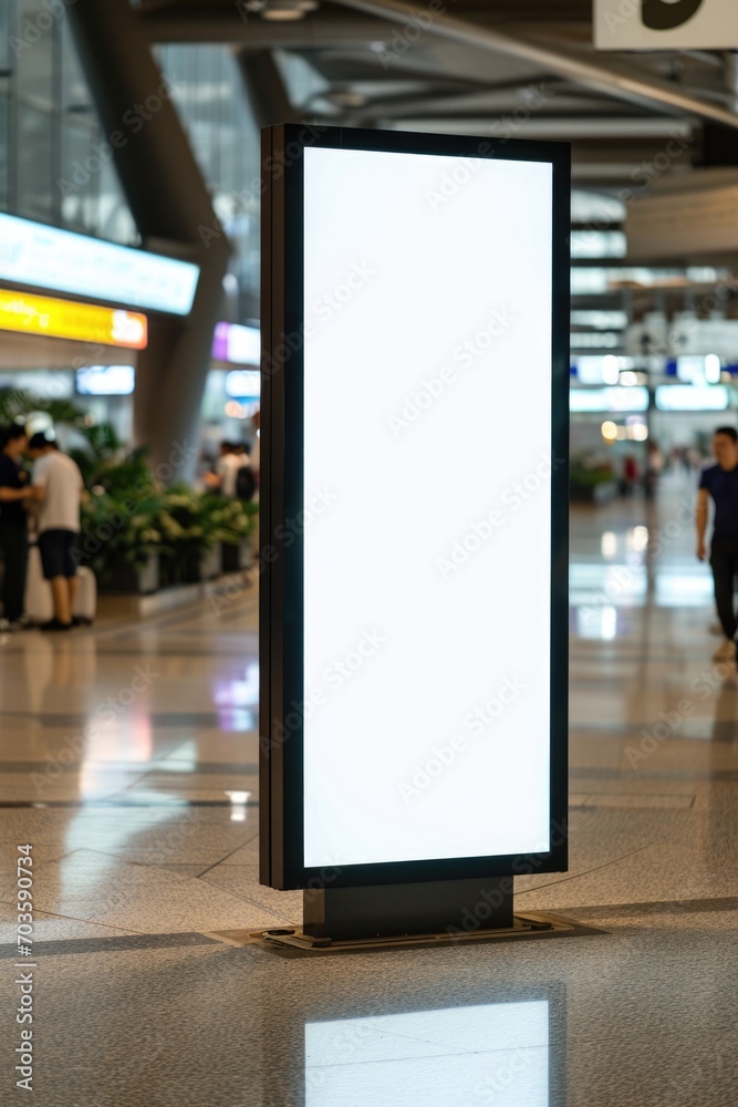 Aufkleber a blank billboard stands in an airport terminal. perfect for advertising or displaying important inf