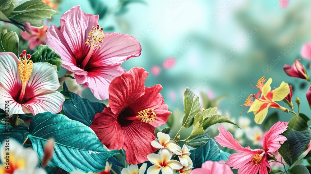 Poster A close-up view of a vibrant bunch of flowers. Perfect for adding a pop of color and beauty to any project