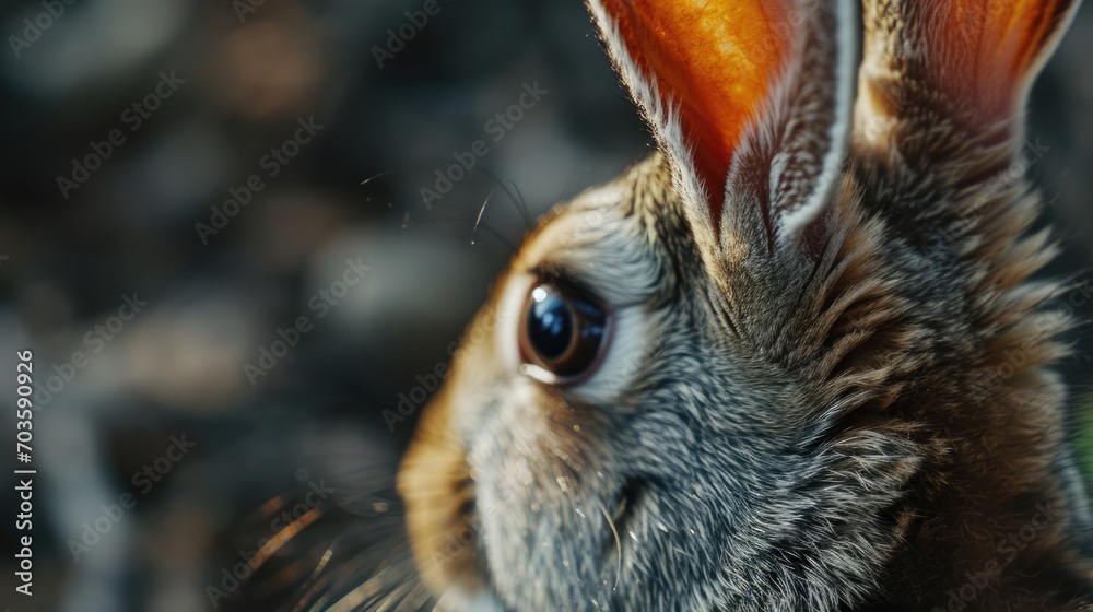 Aufkleber A close-up view of a rabbit's face with a blurred background. This image can be used for various purposes