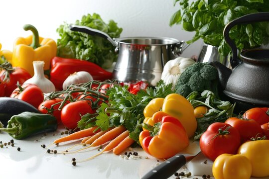 A variety of fresh vegetables neatly arranged on a table. Perfect for healthy eating concepts and farm-to-table imagery