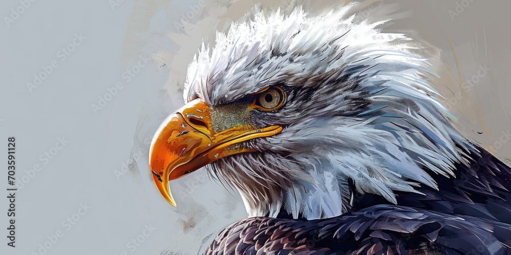 Poster A detailed close-up shot of a bird of prey. This image can be used to showcase the intricate details and features of these magnificent creatures