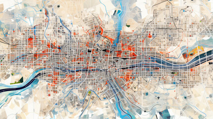 An urban planning map of Tokyo detailing the citys layout transportation networks and landmarks.