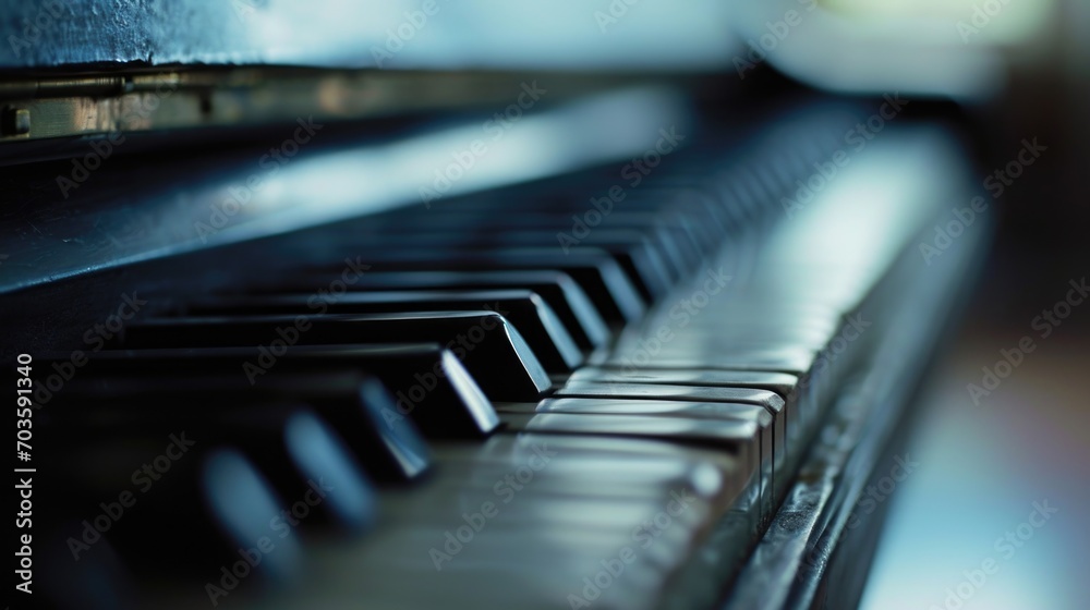 Poster a detailed view of the keys of a piano. perfect for music-related designs and concepts