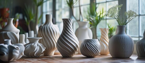 Vase made using advanced printing technology in the industrial revolution. - obrazy, fototapety, plakaty