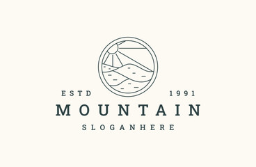 Mountain logo vector icon illustration hipster vintage retro