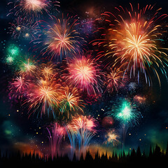 Fototapeta premium fireworks in the night sky. Generative AI