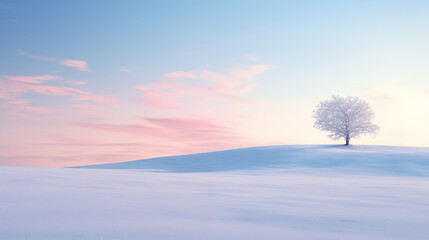 Fototapeta na wymiar Paisaje nevado con cielo azul y cubierto de nieve