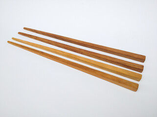 Wooden chopsticks isolated on white background