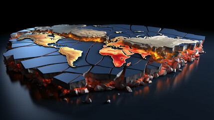 A 3D model of the Earths tectonic plates illustrating plate boundaries earthquake zones and volcanic activity.