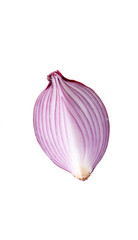 Top view and flat lay of red onion slice or quarter isolated with clipping path in png file format